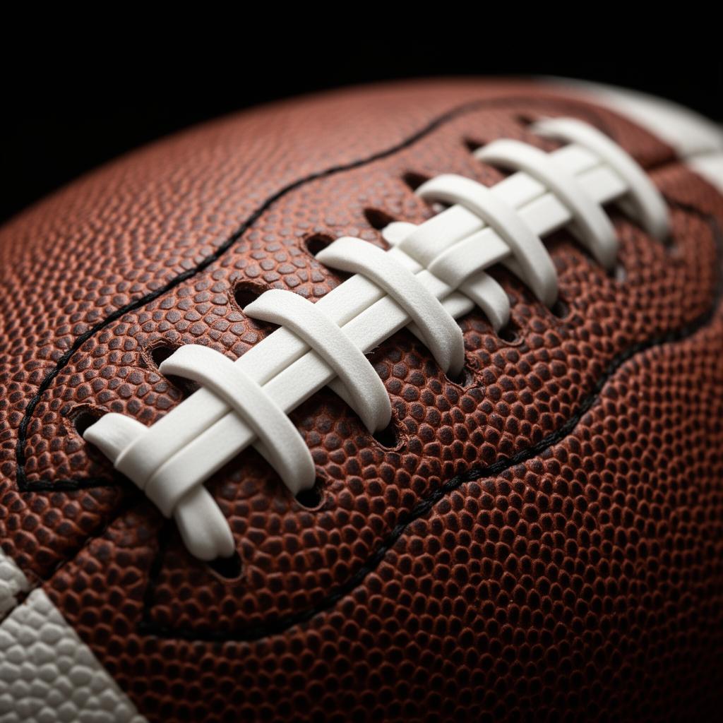 Macro close-up of football laces